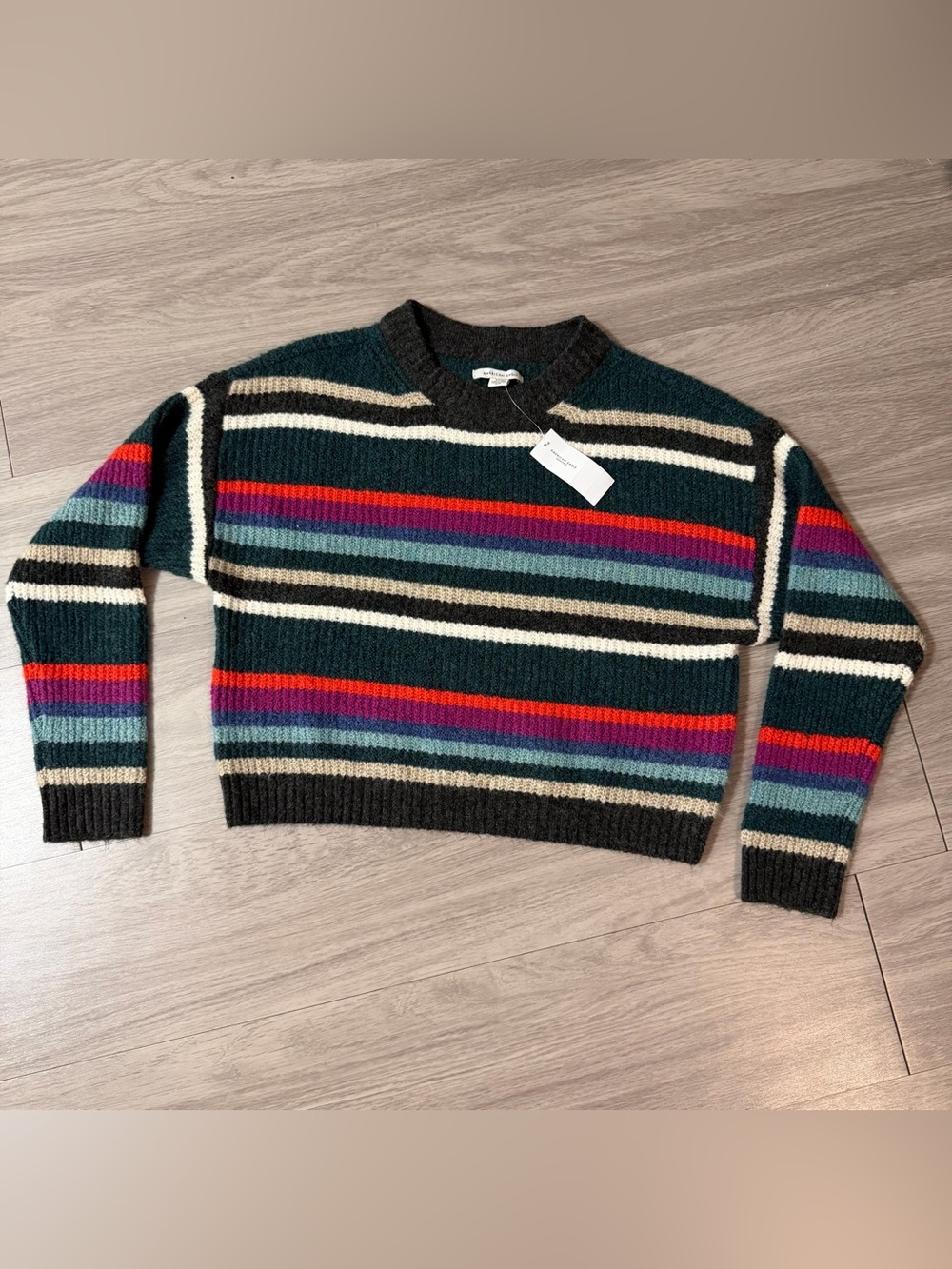 NWT, American Eagle Stripyed Cropped Crewneck Sweater | Women’s Small